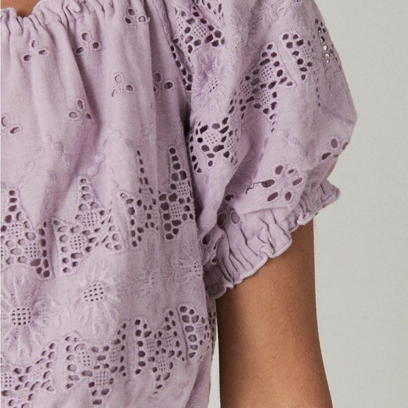Lucky Brand Lavender Eyelet Blouse - Picture 3 of 4